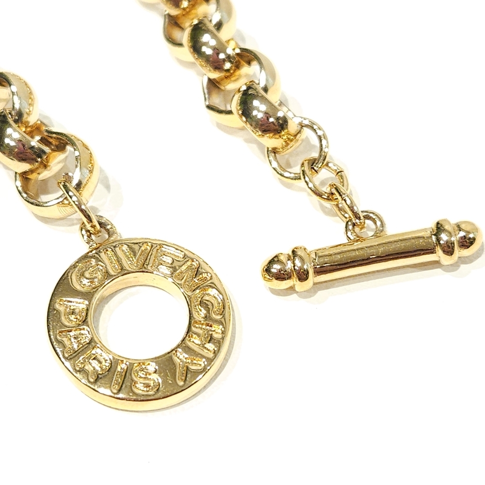 Givenchy Logo Necklace Toggle Chunky Gold Tone Rolo Chain Vintage 80s 90s Paris - Picture 10 of 16